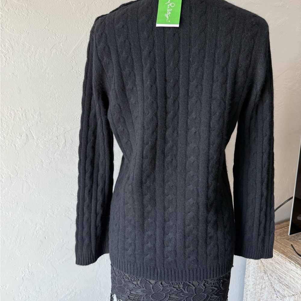 New cashmere Lilly Pulitzer Black  Sweater size L - Picture 2 of 7